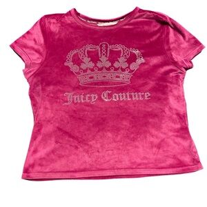 Juicy Couture Fuchsia SparkleCrown Sleepwear Top Women XL Velour Lounge Wear
